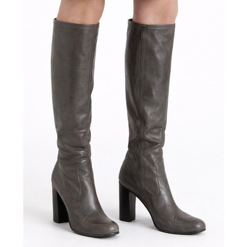 Donald J Pliner Chenia grey leather pewter tall boot size 9